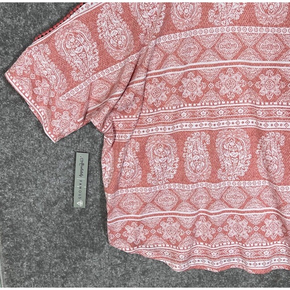 Absolutely Famous Dolman Cutout Sleeve Paisley V-Neck Top Women Size 3X Stretch - Picture 13 of 15